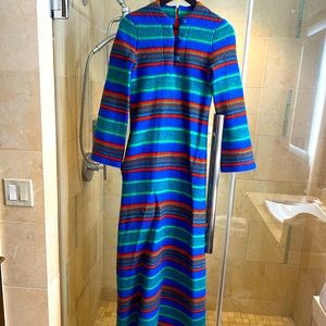 Vintage electrifying Donatella flannel striped maxi slim dress fits XS/S